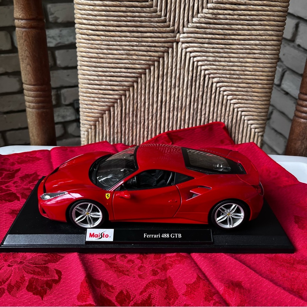 Maisto Ferrari 488 GTB Diecast Model attached on stand. - Picture 2 of 8